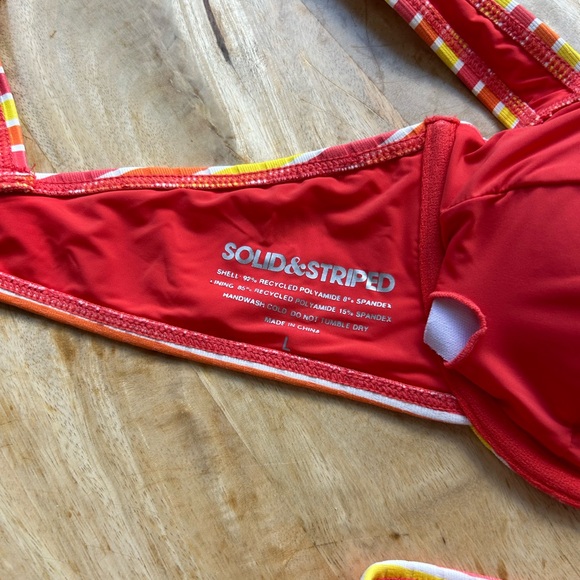 Solid and Striped Yellow and Pink Bikini Set - Picture 4 of 4